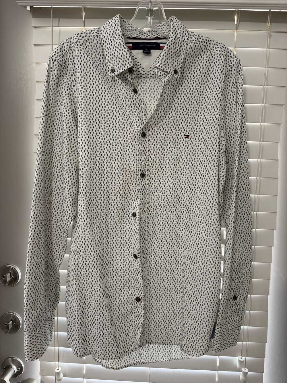 Tommy Hilfiger White Shirt with Black Micro Dot Print